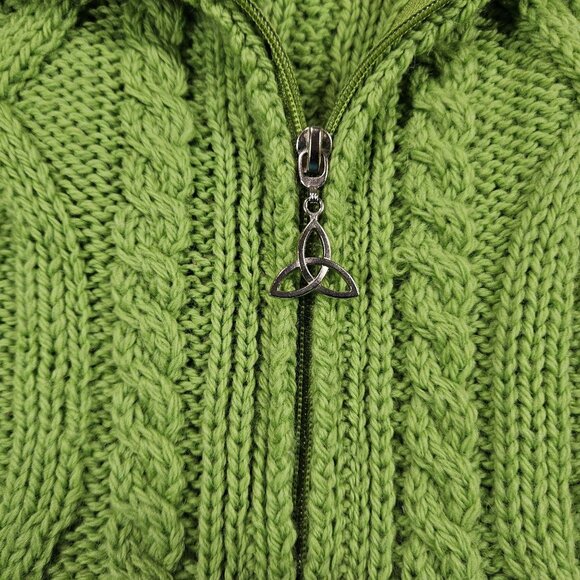 Aran Crafts Cardigan Womens XXL Green Merino Wool Cable Knit Full Zip Ireland - Picture 3 of 8